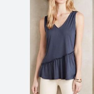Anthropologie x Dolan Left Coast Collection Teal Blue Tank Top Ruffled Boho M